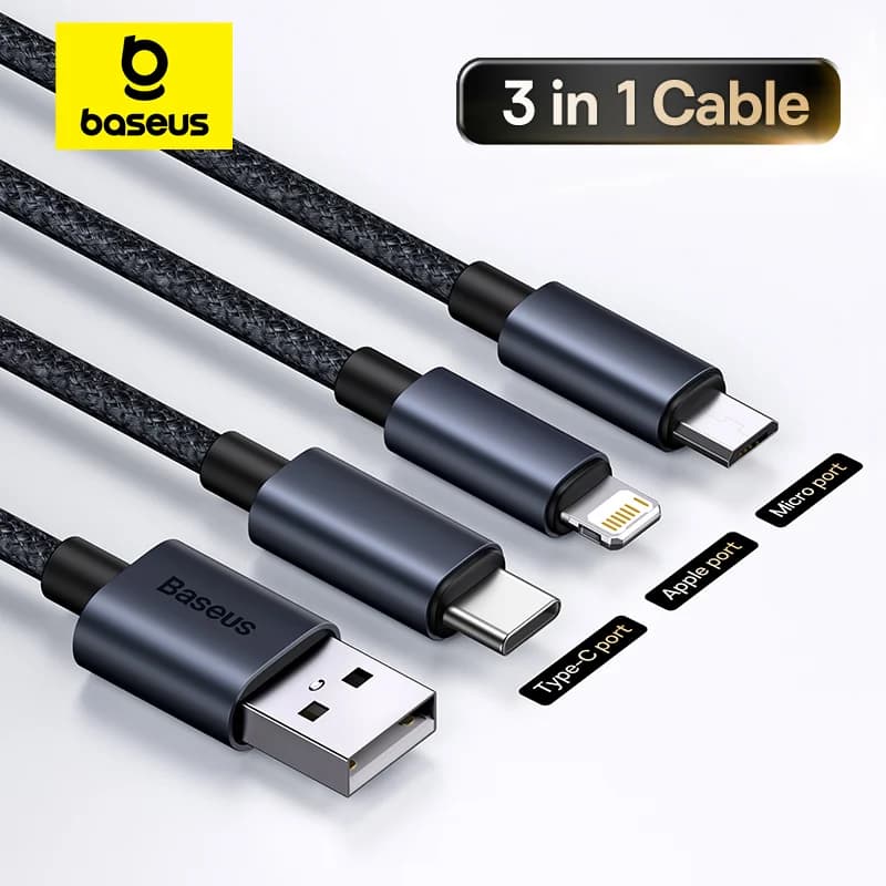 Type-C ve Micro USB'li 3'ü 1 Arada USB Şarj Kablosu