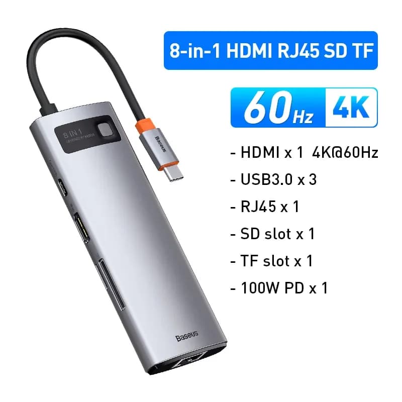 HDMI, Ethernet ve 100W PD Destekli 4K 60Hz USB-C Hub