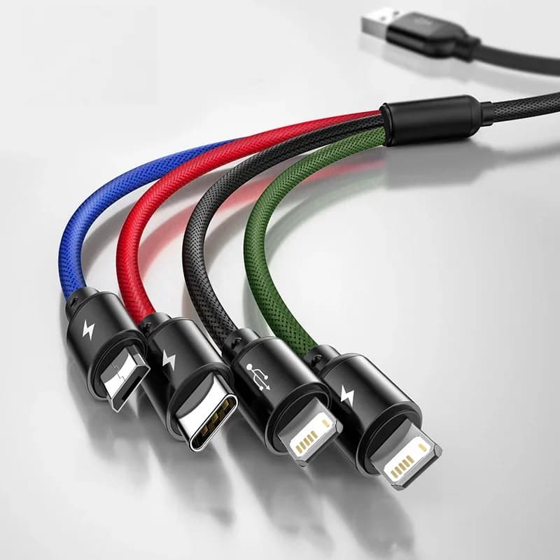 Type-C, Micro ve Lightning Uçlu 3'ü 1 Arada USB Şarj Kablosu