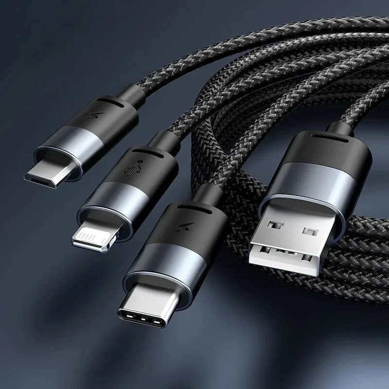 Type-C ve Micro USB'li 3'ü 1 Arada Hızlı Şarj Kablosu